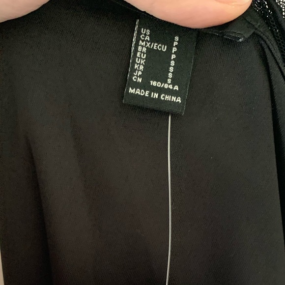 Black long-sleeved mesh and tank mini dress with embroidered red roses NWT - Picture 8 of 10